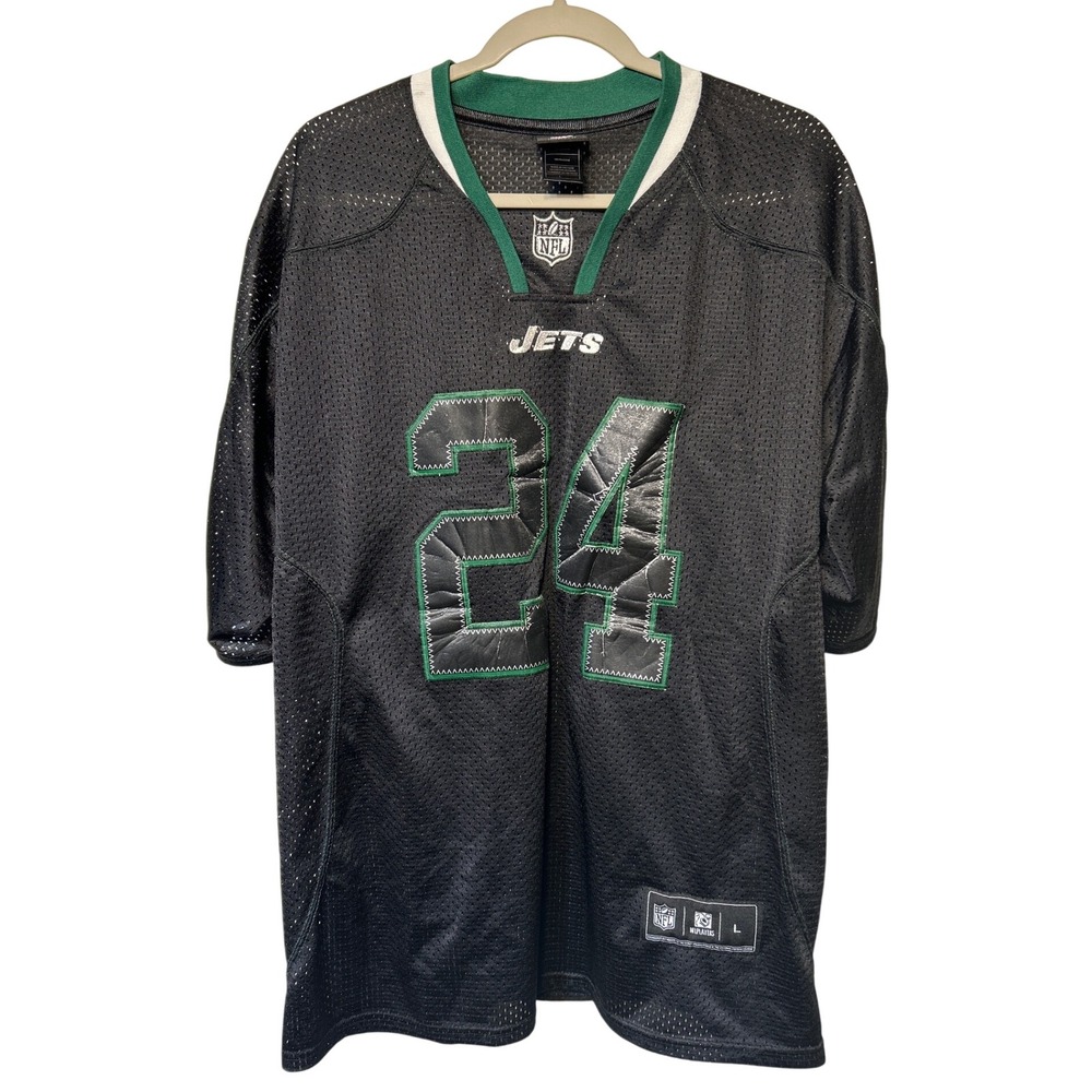 New York Jets NFL Jersey Black Revis #24 Men's Size Large‎